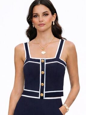 Bailey 44 Nautical Gold Button Knit Top